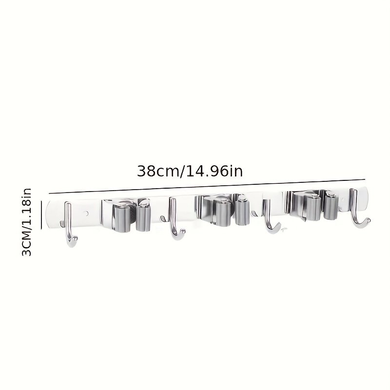 1pc Heavy Duty Stainless Steel Mop And Broom Holder Wall Mounted Organizer  With Hooks For Cleaning Tools Perfect For Home Use High-quality   Affordable Temu Denmark