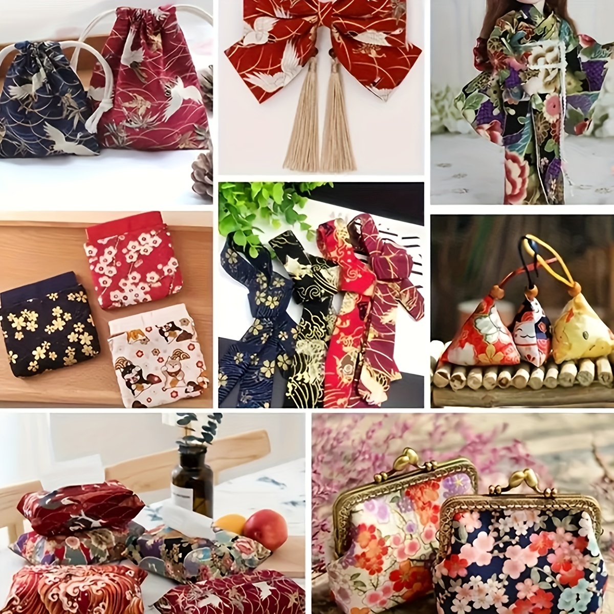 50pcs Bronzing Traditional Japanese Style Cotton Fabric, PreCut Fabric, Sewing Supplies For Patchwork Sewing, DIY Bow And DIY Clothing Crafts, 5.91inc