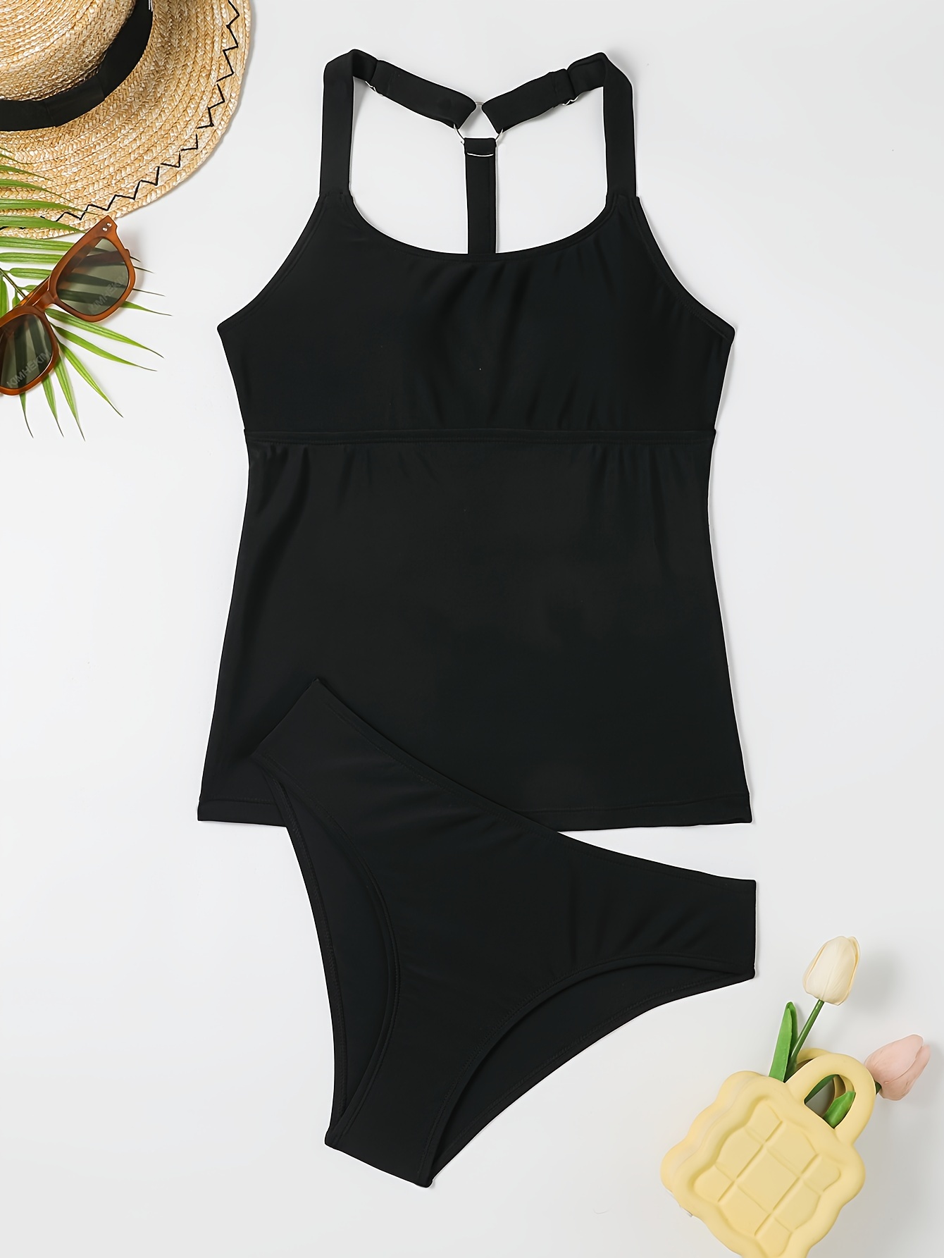 plain black tankini