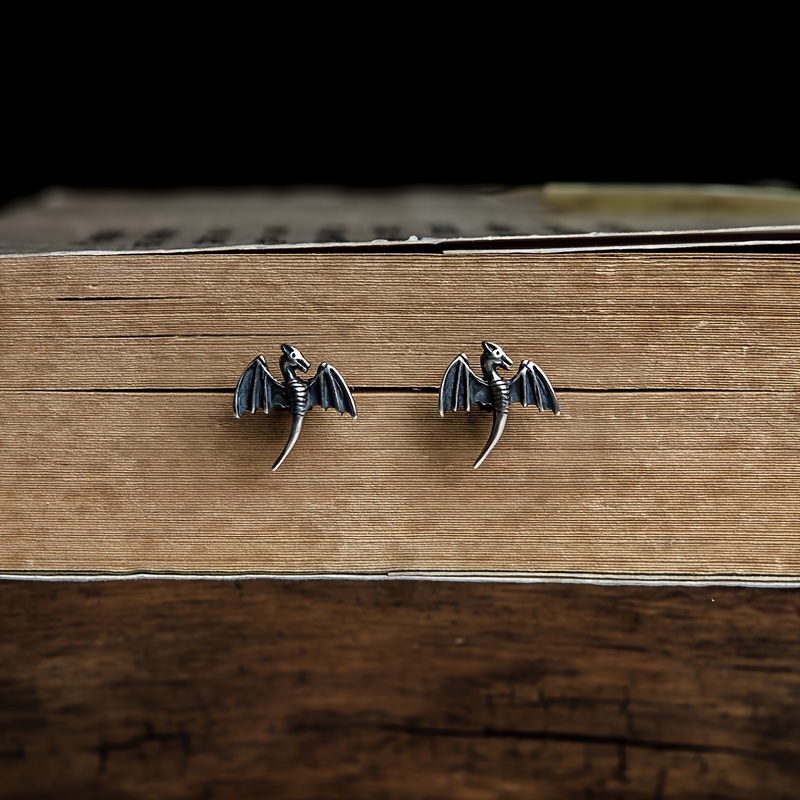 Vintage Silvery Pterosaur Ear Studs