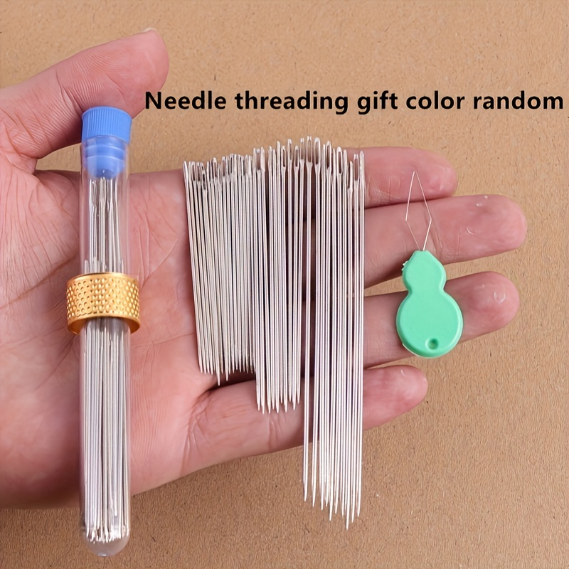 12pcs Assorted Size Self Threading Hand Sewing Needles Easy Thread Large  Eye cc