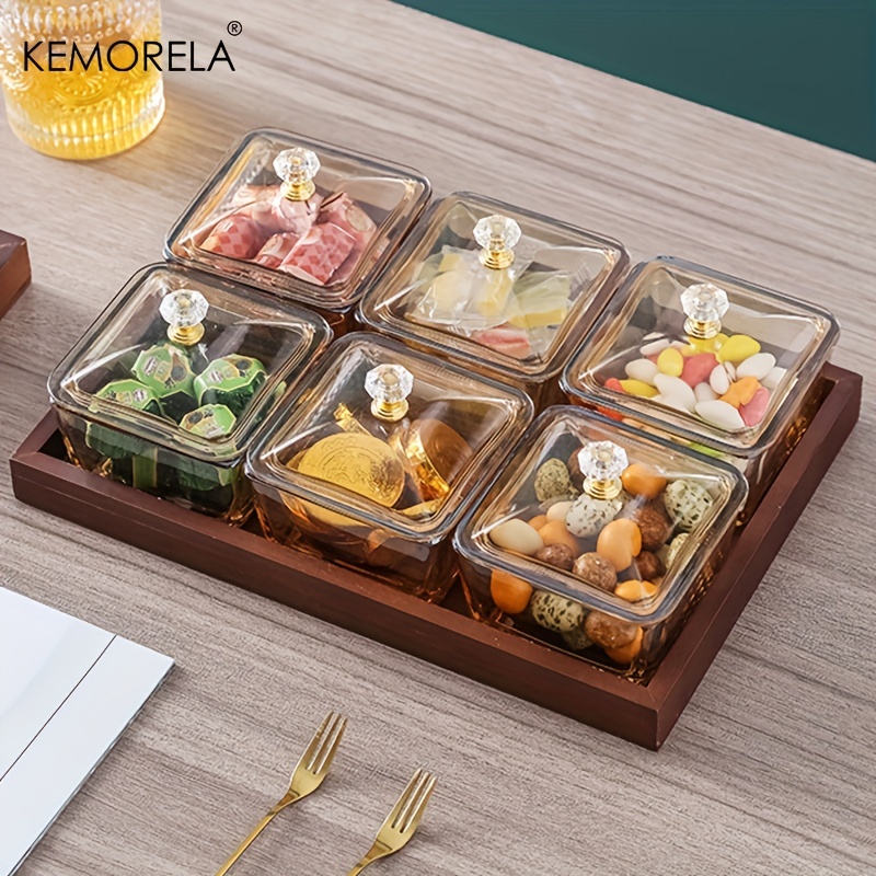 Divided Serving Tray With Lid, Removable Divided Platter Food Storage  Containers With 4 Compartment For Christmas Party, Veggies, Snack, Fruit,  Nuts, Candy, Cracker, Chip, Candy Servers, Candy Jar With Lids - Temu