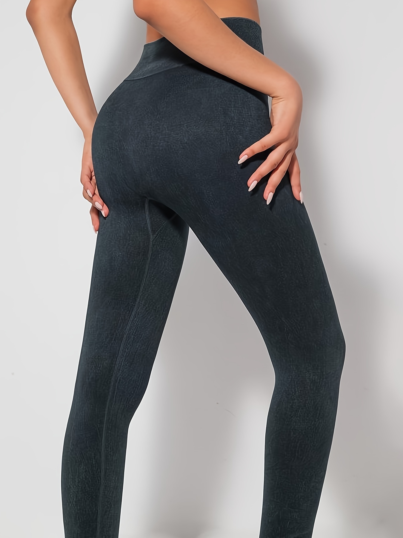 Solid Color High Waist Workout Leggings Women High Stretch - Temu
