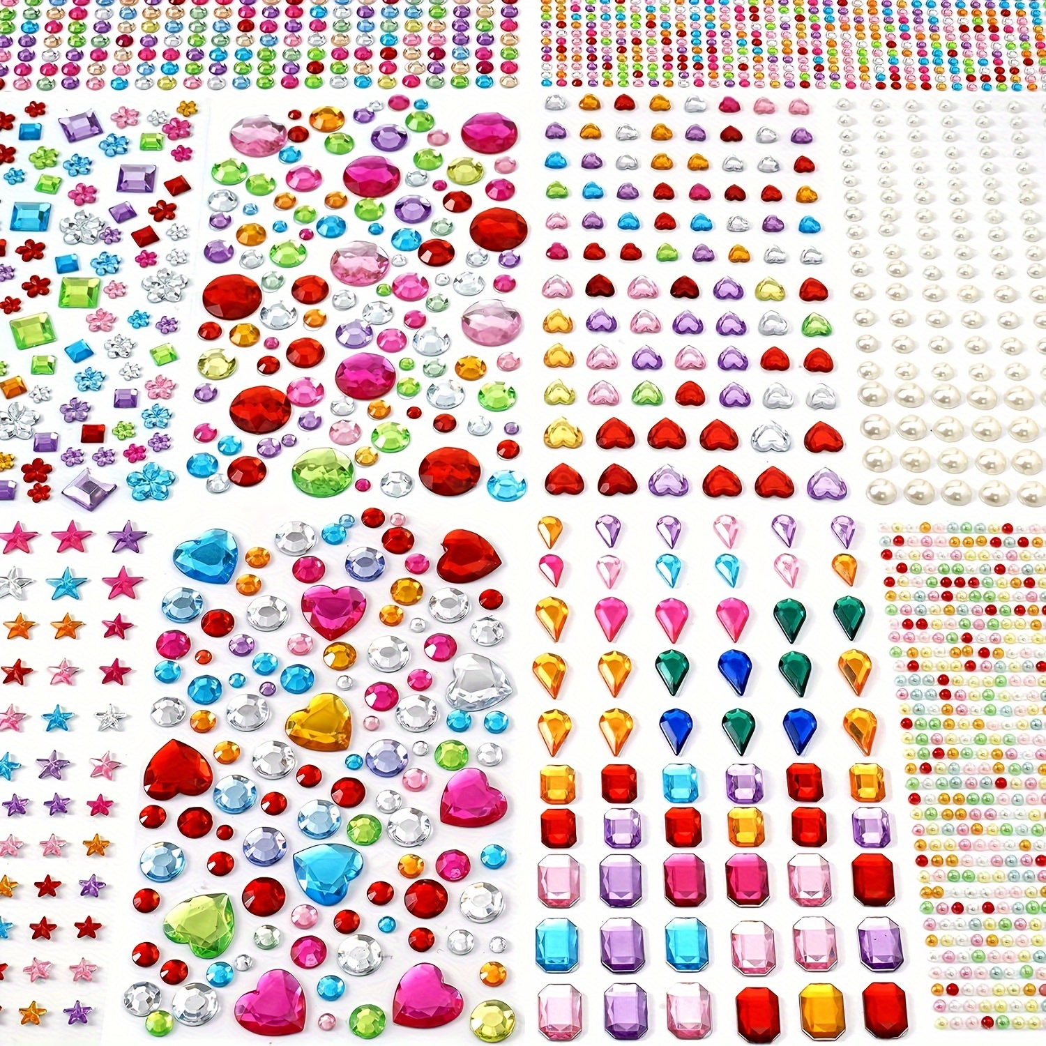 

10sheet Gem Stickers Jewels For Crafts - Self Adhesive Rhinestone Jewel Stickers 2774pcs Acrylic Bling Heart Valentine's Day Stickers Face Gems Glitters Diy Makeup For Music Festival