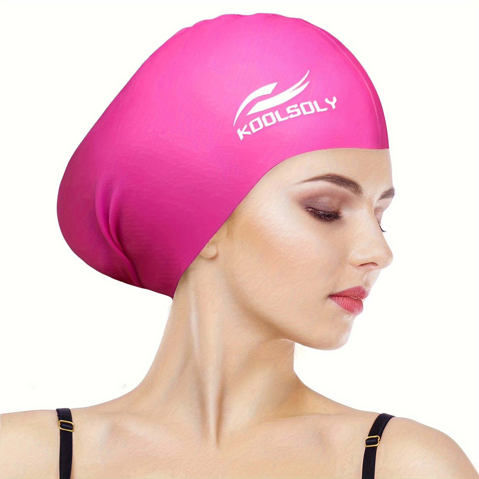 Silicone Swim Cap,Waterproof Swimming Cap with Silicone Nose Clip &  Earplugs Cover Ears