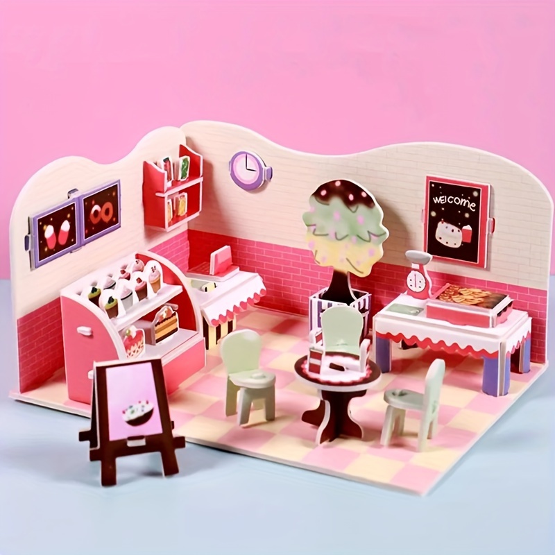 2 Pièces/1 Pièce Puzzle 3d Tridimensionnel Jouet Maison Dessert De Noël  Maison Princesse Blocs De Construction Puzzle Cabine À La Main Pour Garçons  Et Filles - Temu Belgium