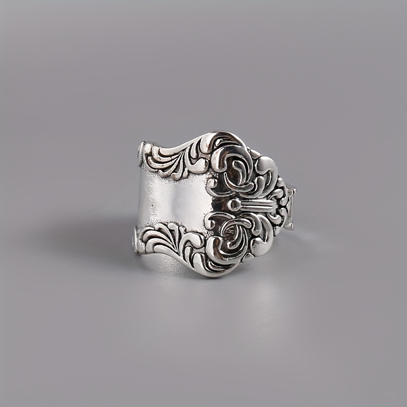 Vintage Boho Ring Carved Rose Sunflower Silver Plated - Temu