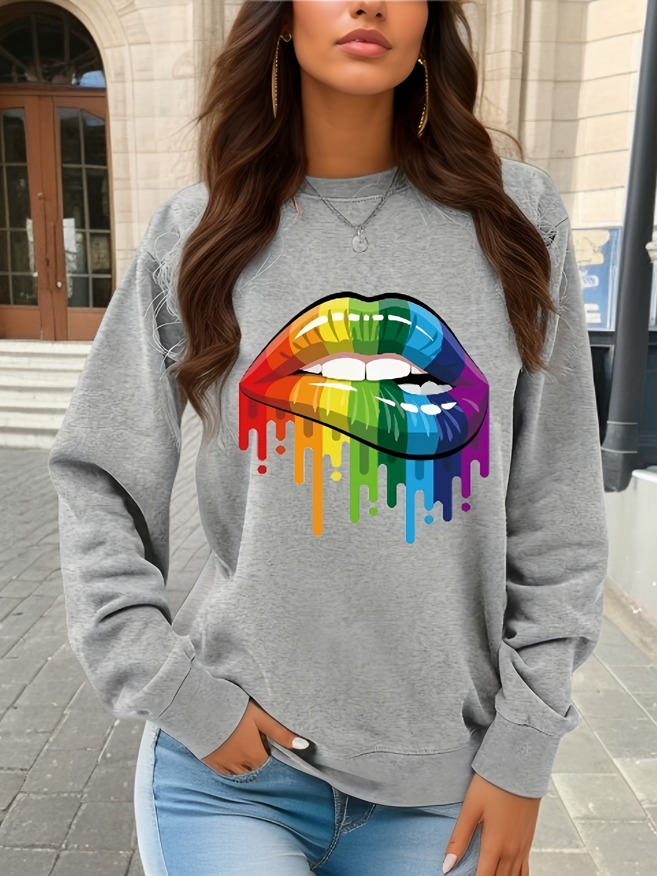 Lip sale print sweatshirt