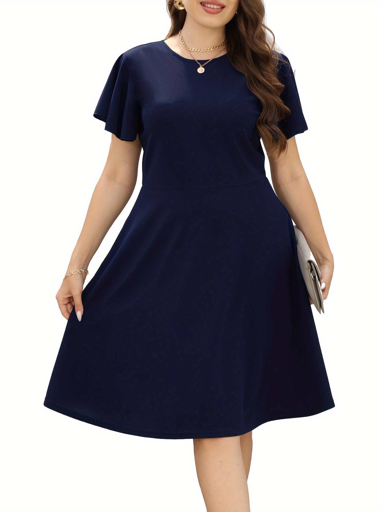 blue dress for baby girl Simple Dark Blue V-Neck Floor-Length Long Prom Dresses, Blue Evening D –  abcprom main image 0
