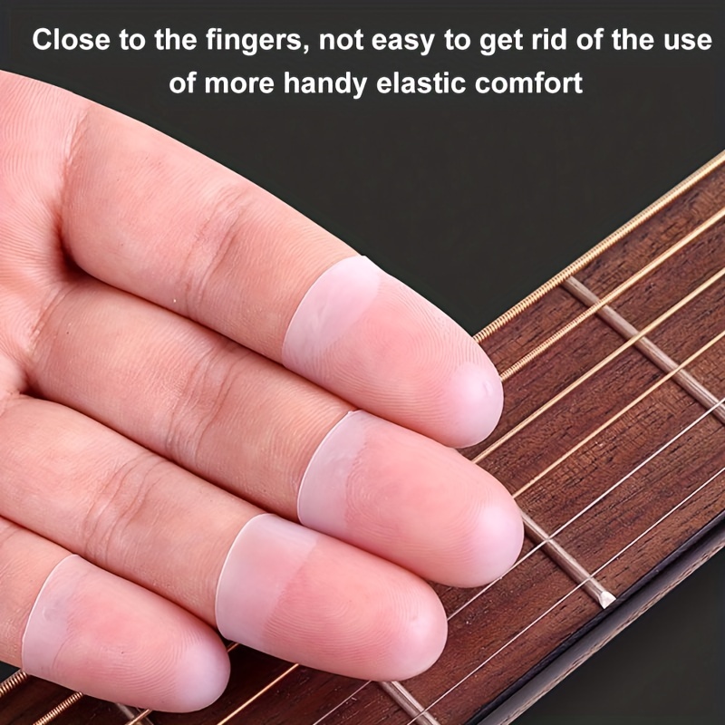 4Pcs/Pair Elastic Silicone Guitar Finger Guards Fingertip Protectors for  Guitar Ukulele Beginner Other Strings Random Color
