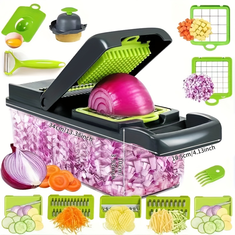 13-in-1 Vegetable Chopper Multifunctional Food Choppers Onion Chopper  Vegetable Slicer Cutter Dicer Veggie Chopper with 7 Blades - AliExpress