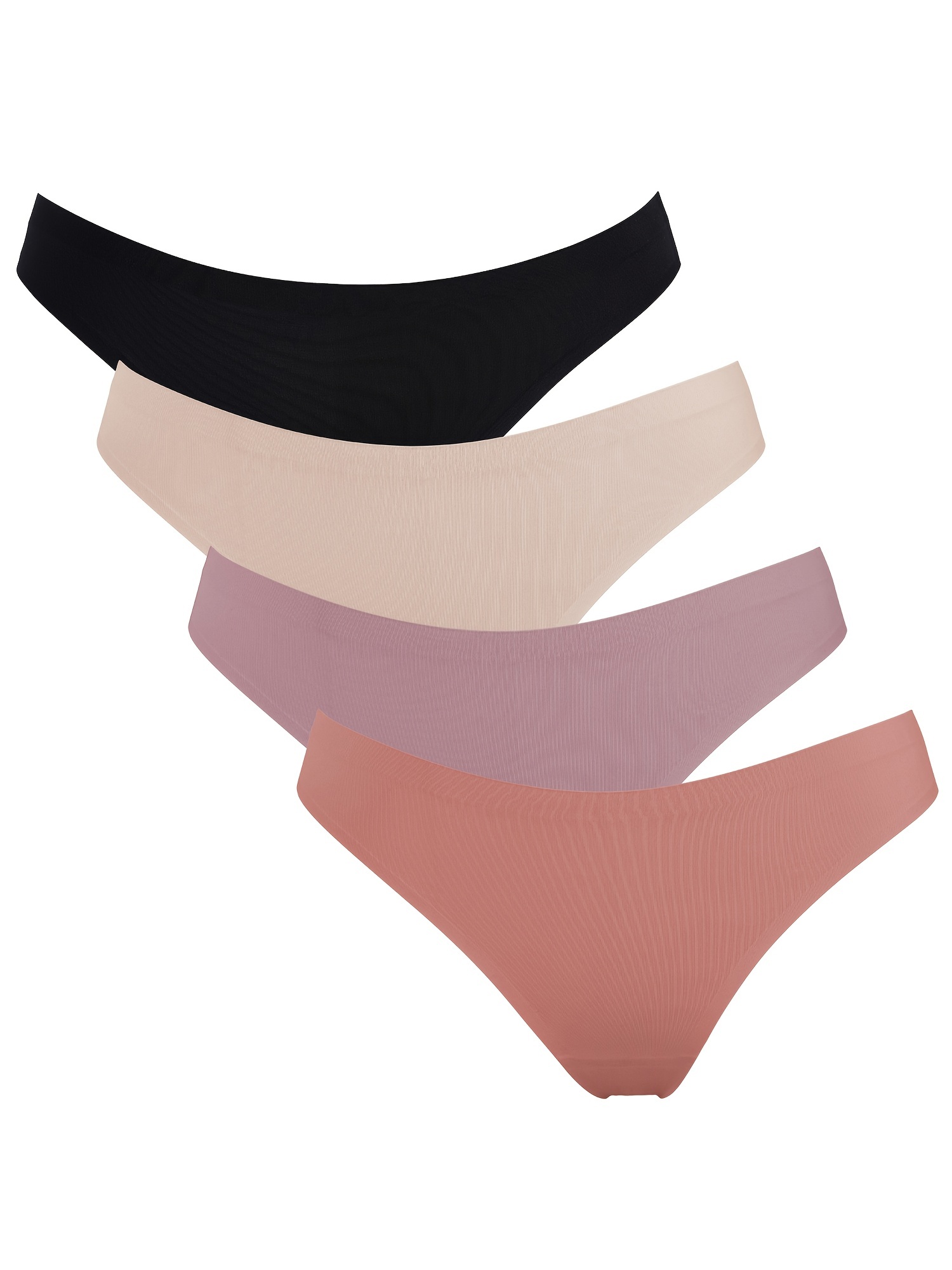 Cotton Whisper Womens Cotton 4-8 Packs Thongs Underwear (X-Small