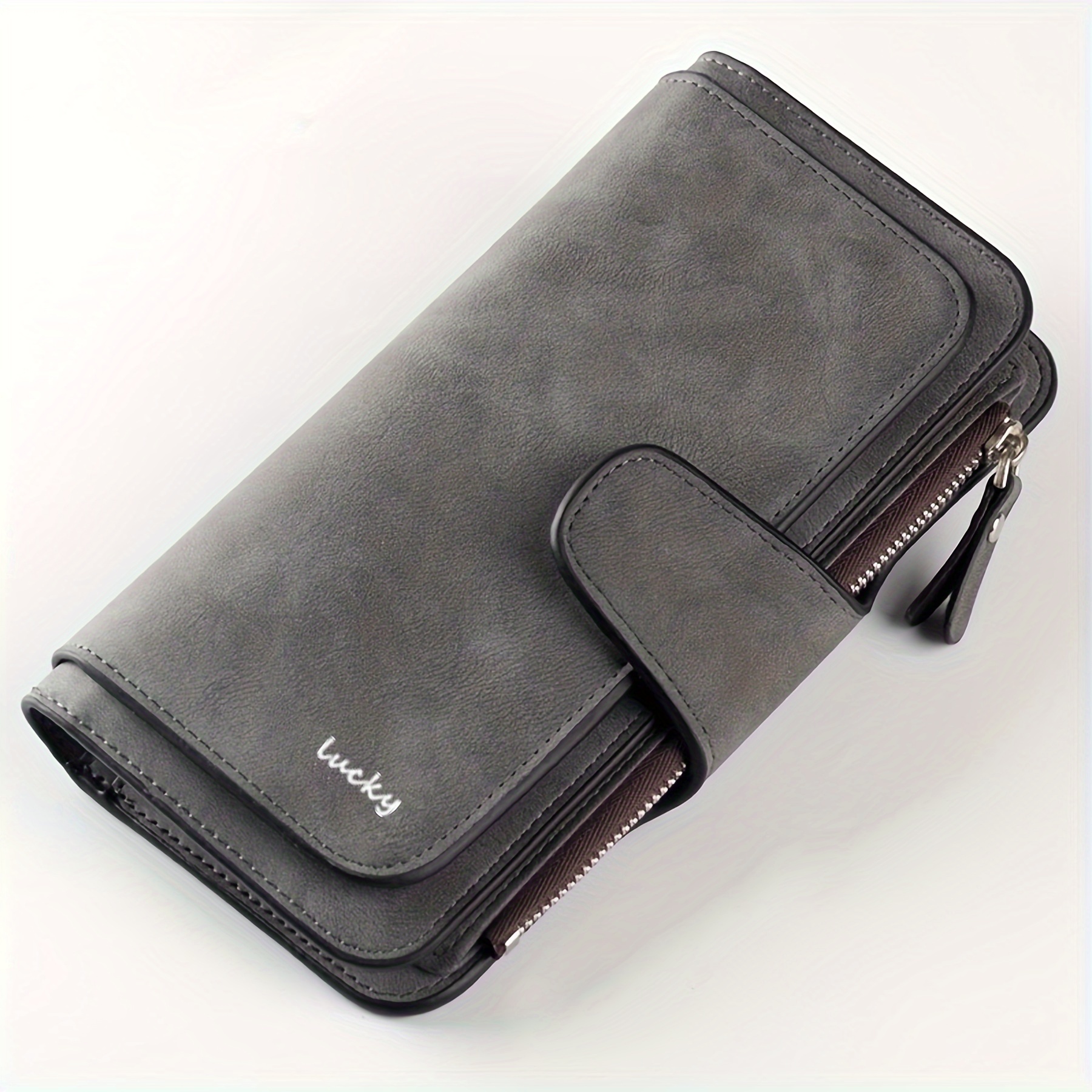 

Vintage-style Faux Leather Trifold Wallet With 14 Card Slots, Zippered Coin Purse - Lightweight & Spacious