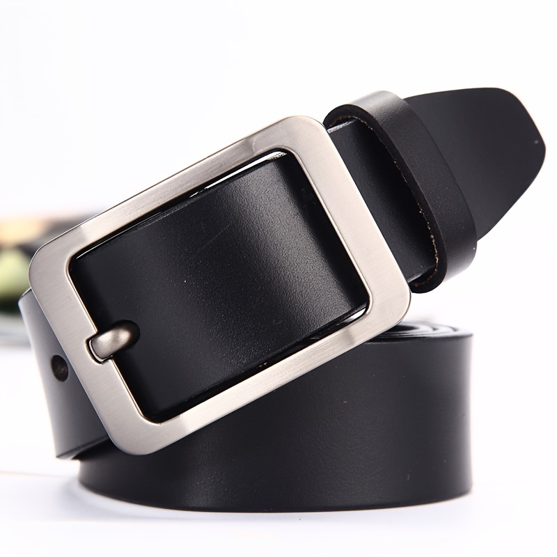 Men's Vintage Style Full Grain Leather Belt - 1 1/8" Wide, Black, Size 32, With Interchangeable Buckle - View #6