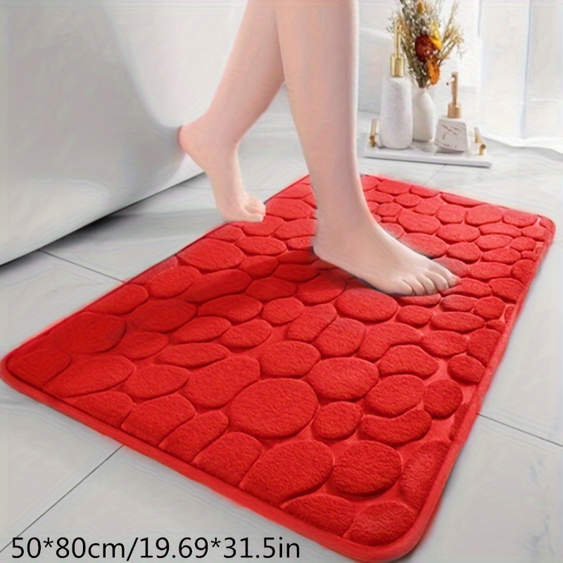 Memory Foam Bath Mat, Embossed Pebble Comfortable Floor Rug, Super