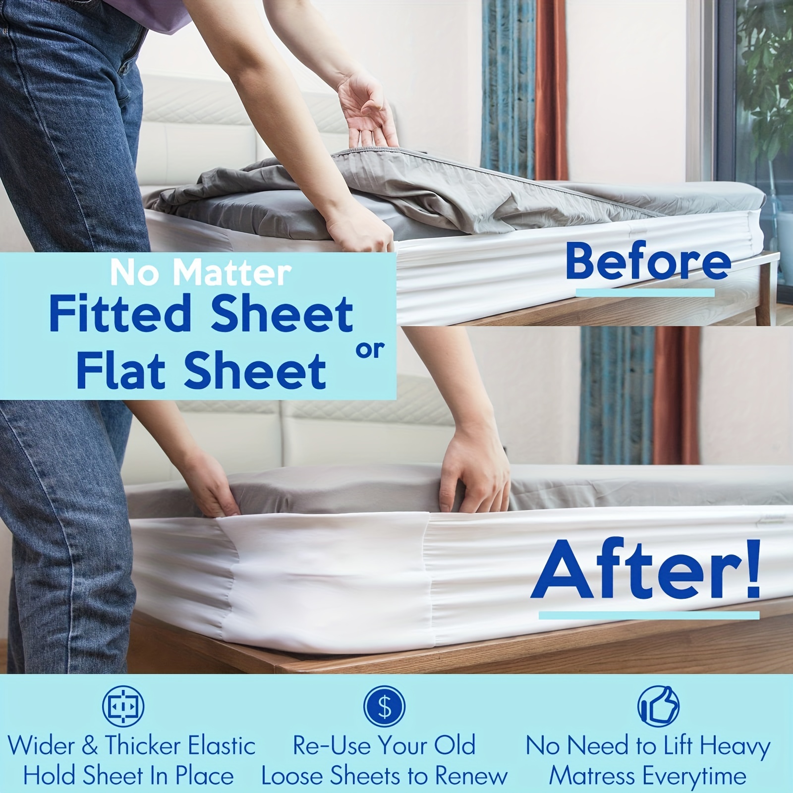 Bed Sheet Straps/Fitted Sheet Holders for Corners - Keep Your Bed