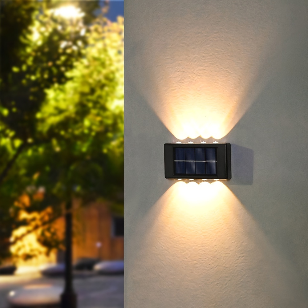 ASLIDECOR 10 luces LED solares para exteriores, impermeables, paquete de 2  apliques nórdicos modernos que iluminan la lámpara del sensor de luz solar