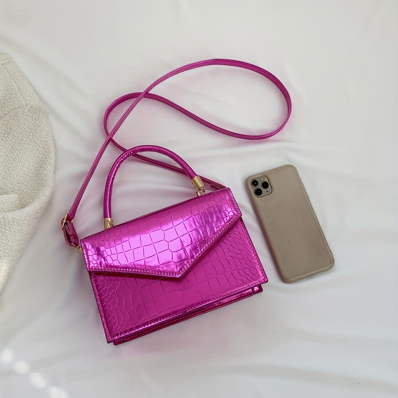 Allover Print Trendy Shoulder Bag, Magnet Chain Strap Versatile Crossbody  Bag, Pu Leather Stylish Phone Bucket Bag - Temu