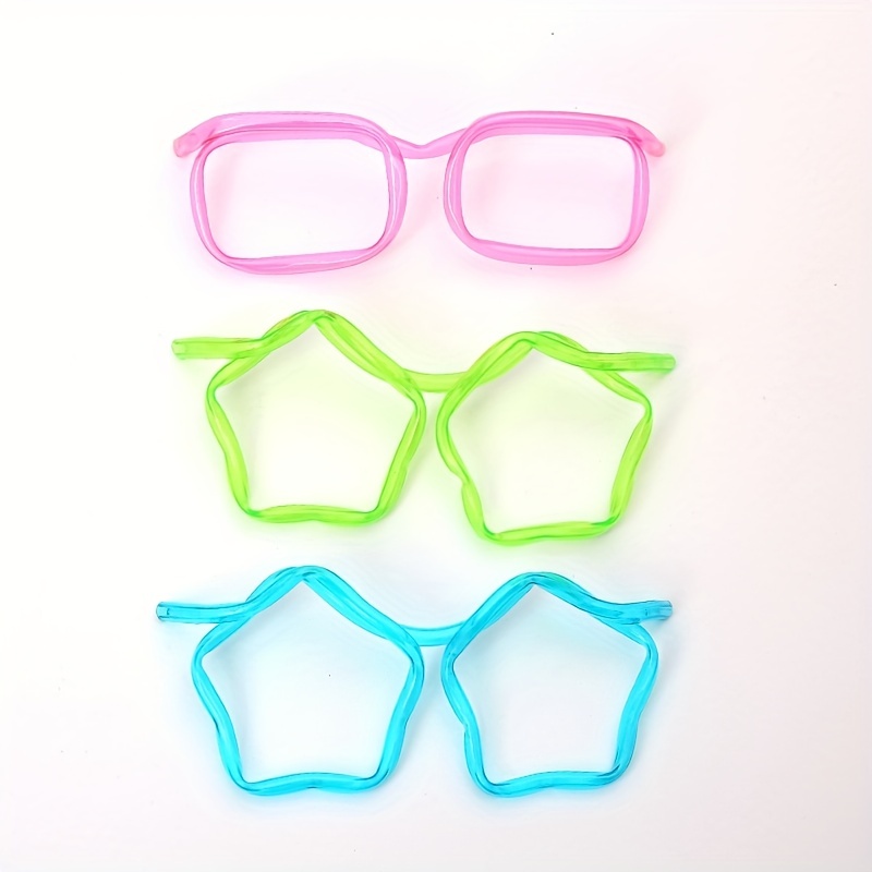 4 Pcs Novelty Straw Glasses, Soft Plastic Straw Glasses, Reusable Fun Loop  Drinking Straw Tube Eyeglasses, Novelty Eyeglasses Straw for Kids Birthday