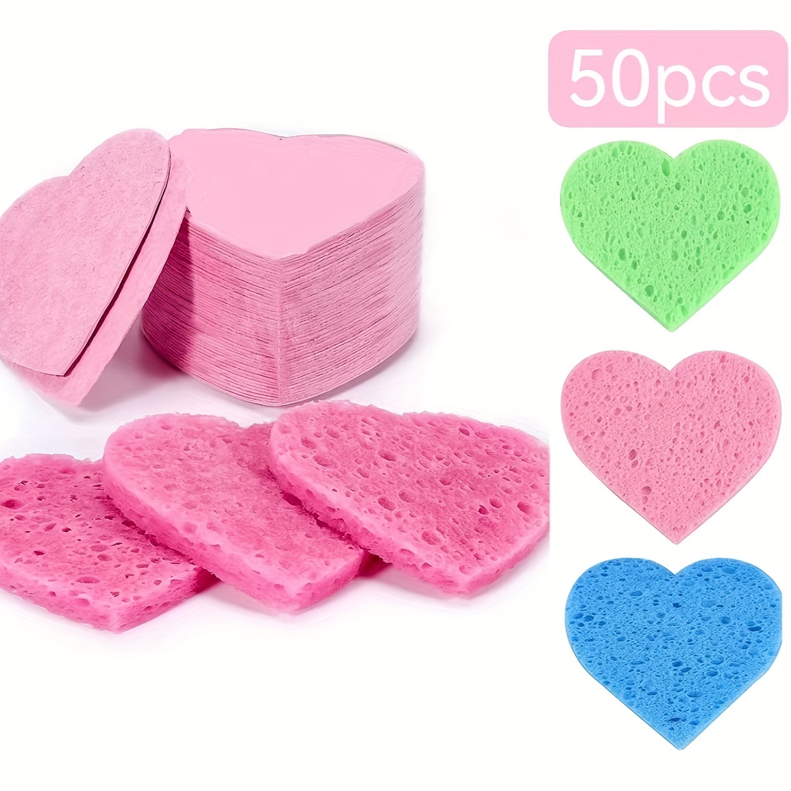 10/20/30 Count Compressed Facial Sponges Heart Shape - Temu