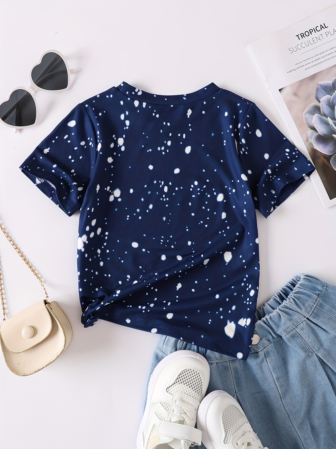 Cute Polka Dot Round Neck Long Sleeve White Toddler Girls T-Shirts