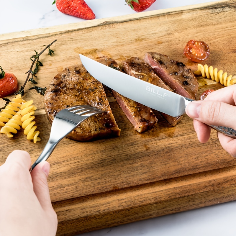 Steak Knives Stainless Steel Standing Steak Knife, Ultra-sharp Serrated Steak  Knives, Mirror Polished, Dishwasher Safe - Temu