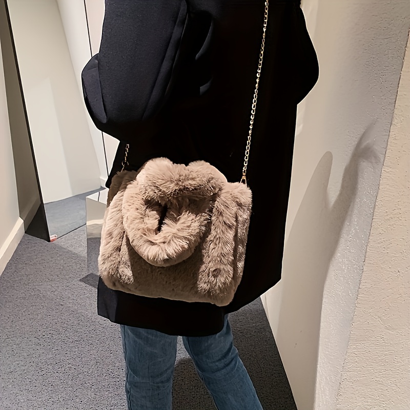 Y2k Plush Tote Bag, Fluffy Aesthetic Fuzzy Underarm Bag, Women's Stylish  Every Day Shoulder Bag & Purse - Temu