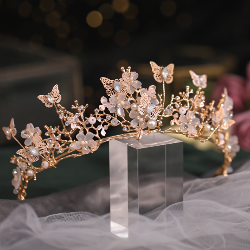 Wedding Accessories Tiara Hair Pin Silver Pearl Crystal Leaves
