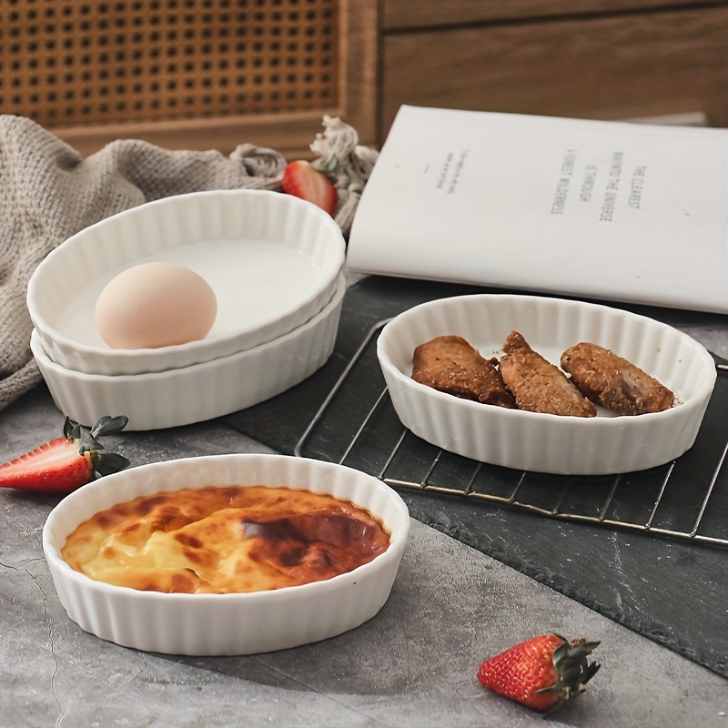 Ceramic Baking Pan Air Fryer Pudding Bowl Oven Special Dessert Cutlery  Baking Mold Cheese Baked Rice Plate - Temu