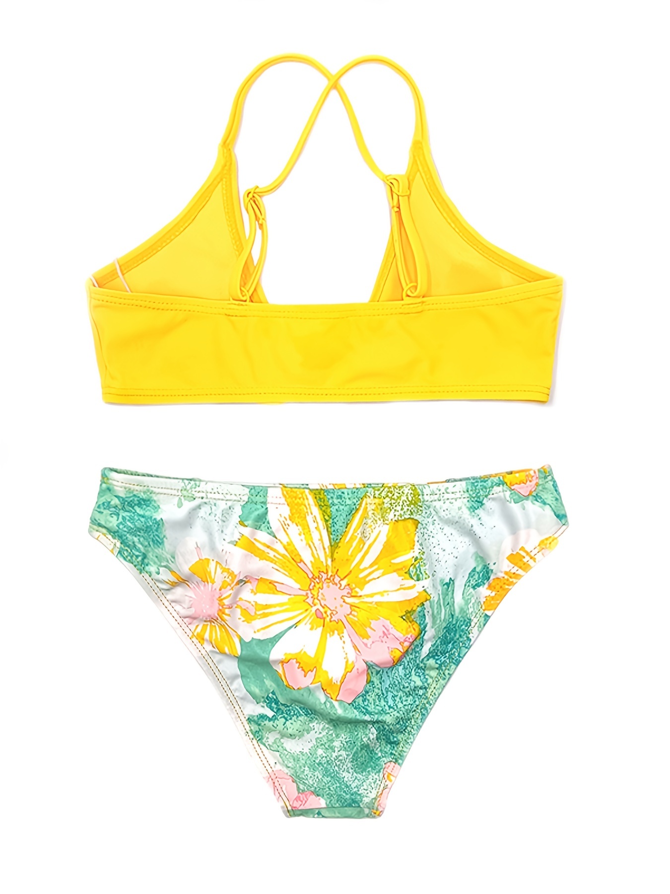 Traje De Baño De Bikini Tankini Con Gráfico De Flores De - Temu