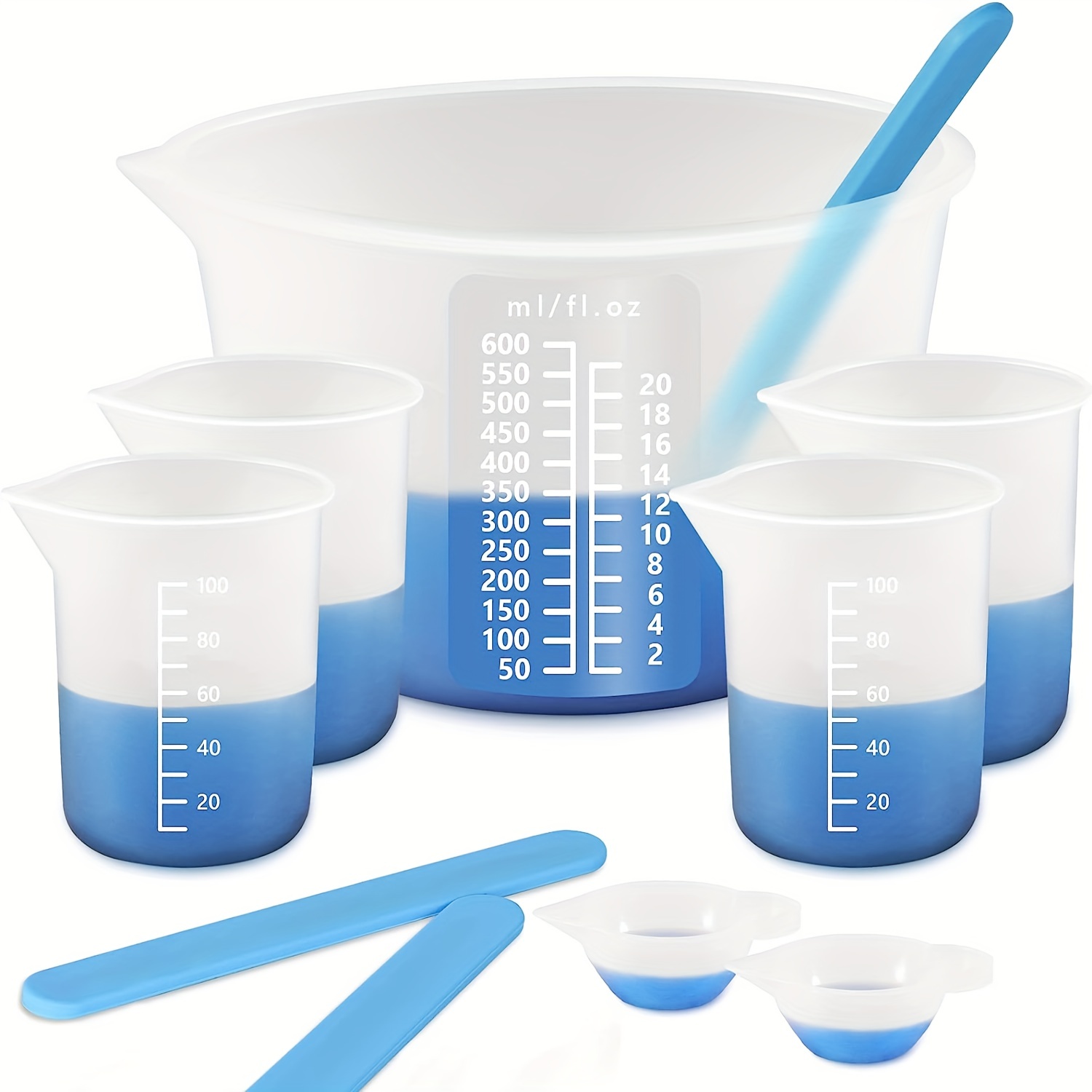 

Silicone Measuring Cups Set For Resin, Resin Supplies With 600&100ml Silicone Cups, Resin Mixing Cups, Silicone Stir Sticks, Epoxy Mixing Cups Resin Tool Kit Perfect For Beginners Diy Lovers