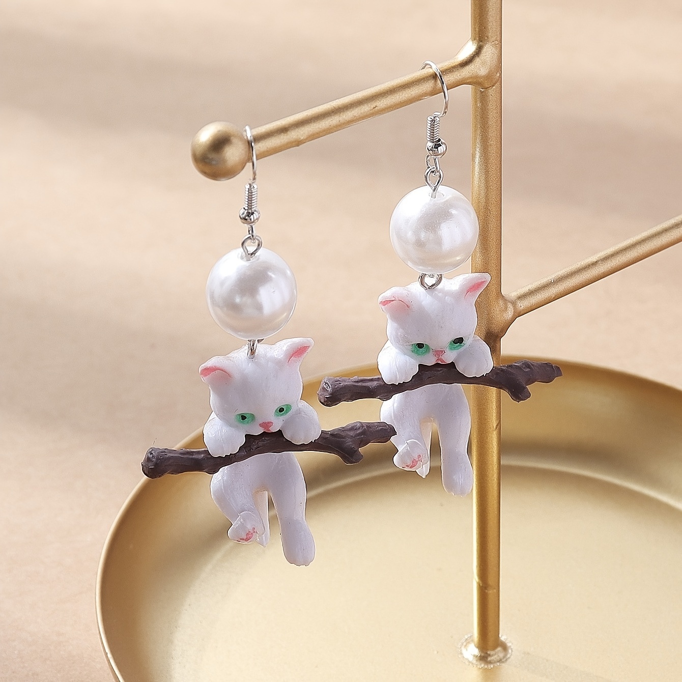 Aretes Mujer Cobre - Joyería Para Mujer - Aretes de Gato Con Baño