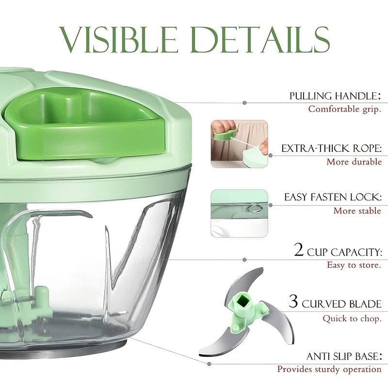 Manual Food Chopper for Vegetable Fruits Nuts Onions Hand Pull Mincer  Blender
