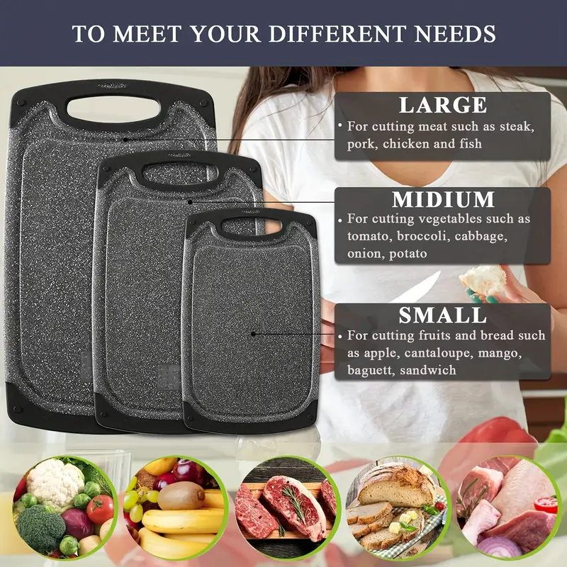 Large Kitchen Chopping Boards for Meat, Veggies, Fruits, Dishwasher Safe