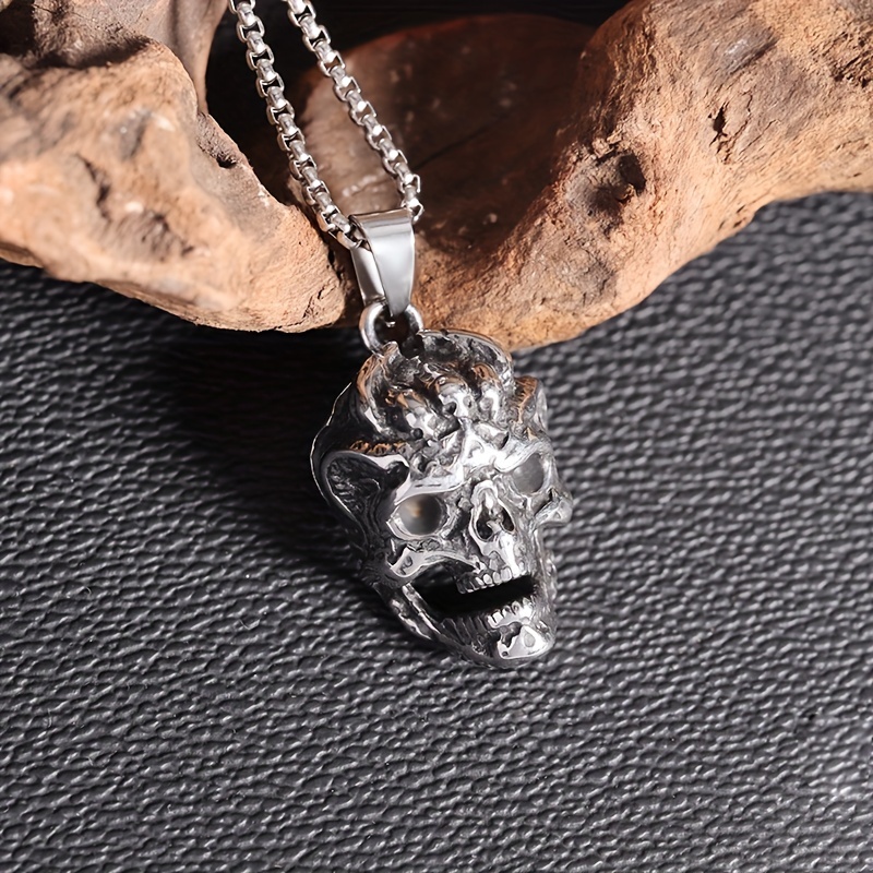 304 Stainless Steel Ghost Head Pendant Necklace