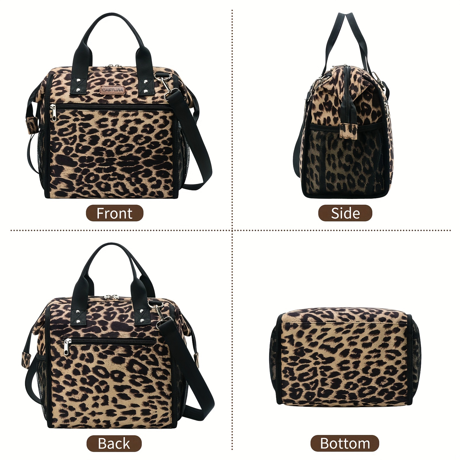 Leopard Print Portable Lunch Bag, Insulated Lunch Box Lunch Bag, Ladies Lunch  Bag Cooler Bag Adjustable Shoulder Strap Lunch Box, Outdoor Picnic Bag,  Home Use, Kitchen Tools, Kitchen Accessories, Kitchen Supplies 