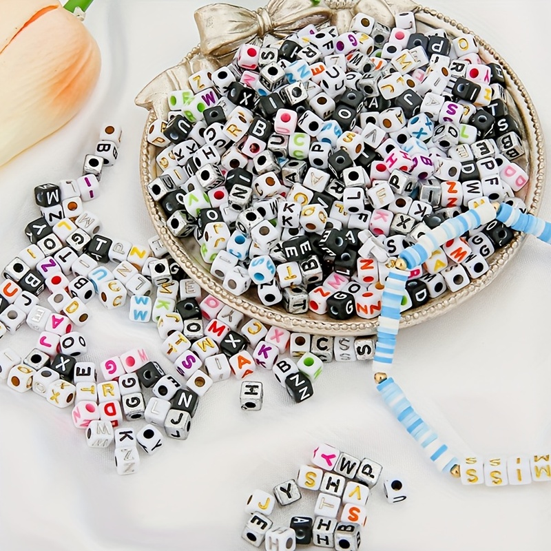 200pcs/lot 5mm Cube Mix Letter Beads Square Russian Alphabet Beads