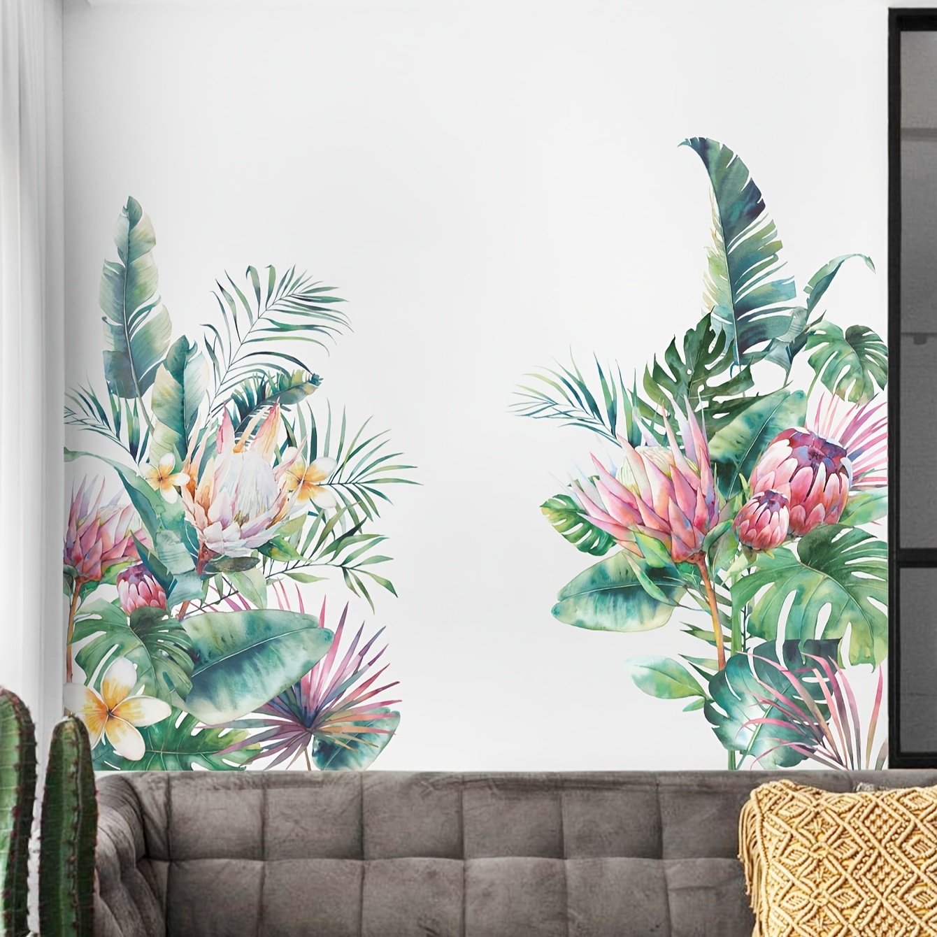 Plant Wall Stickers, Tropical Vegetation, Removable Waterproof ...