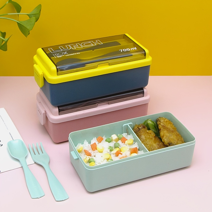 1pc 700ml Plastic Leakproof & Microwavable Lunch Box For Kids And