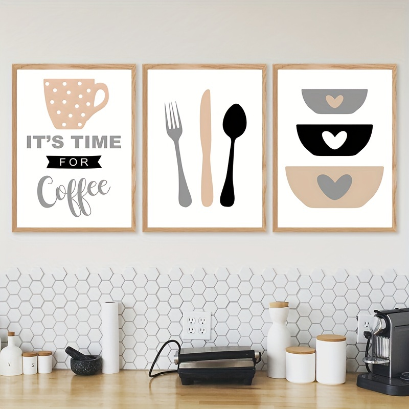 Cuadros de cocina para decoración de pared, lienzo con temática de café,  decoración para comedor, cafetería, bar, póster retro, cuadros modernos con