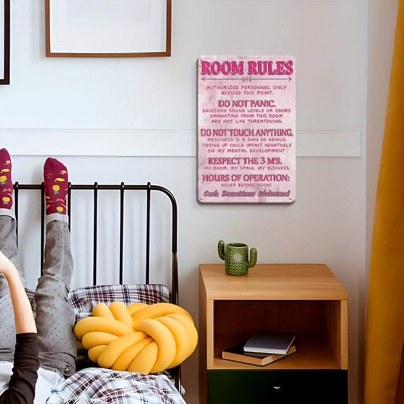 1pc Zimmerdekoration Für Teenager-Mädchen Zimmerregeln Schild