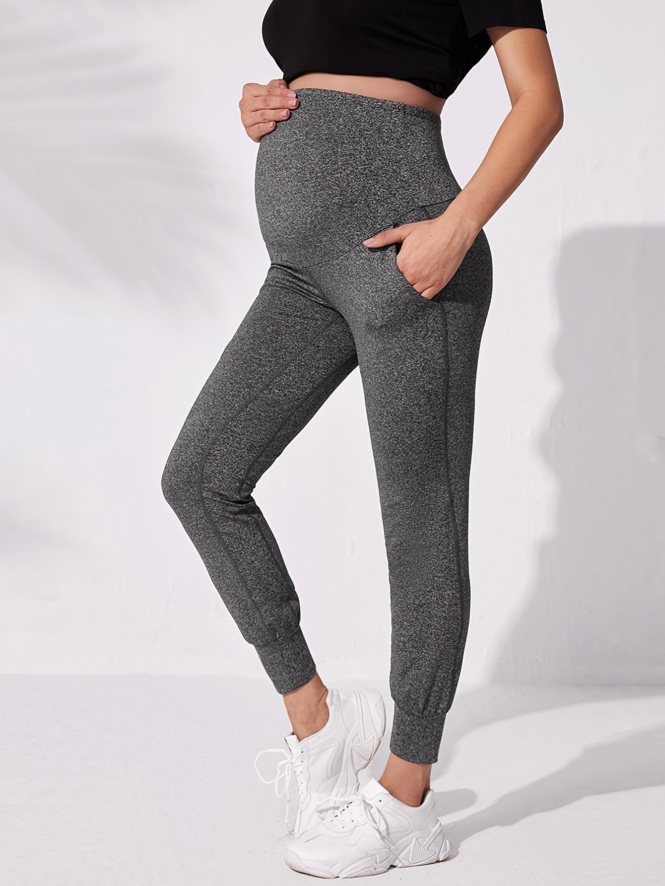 Foucome Women's Maternity Athletic Joggers Pants Quick Dry Zipper