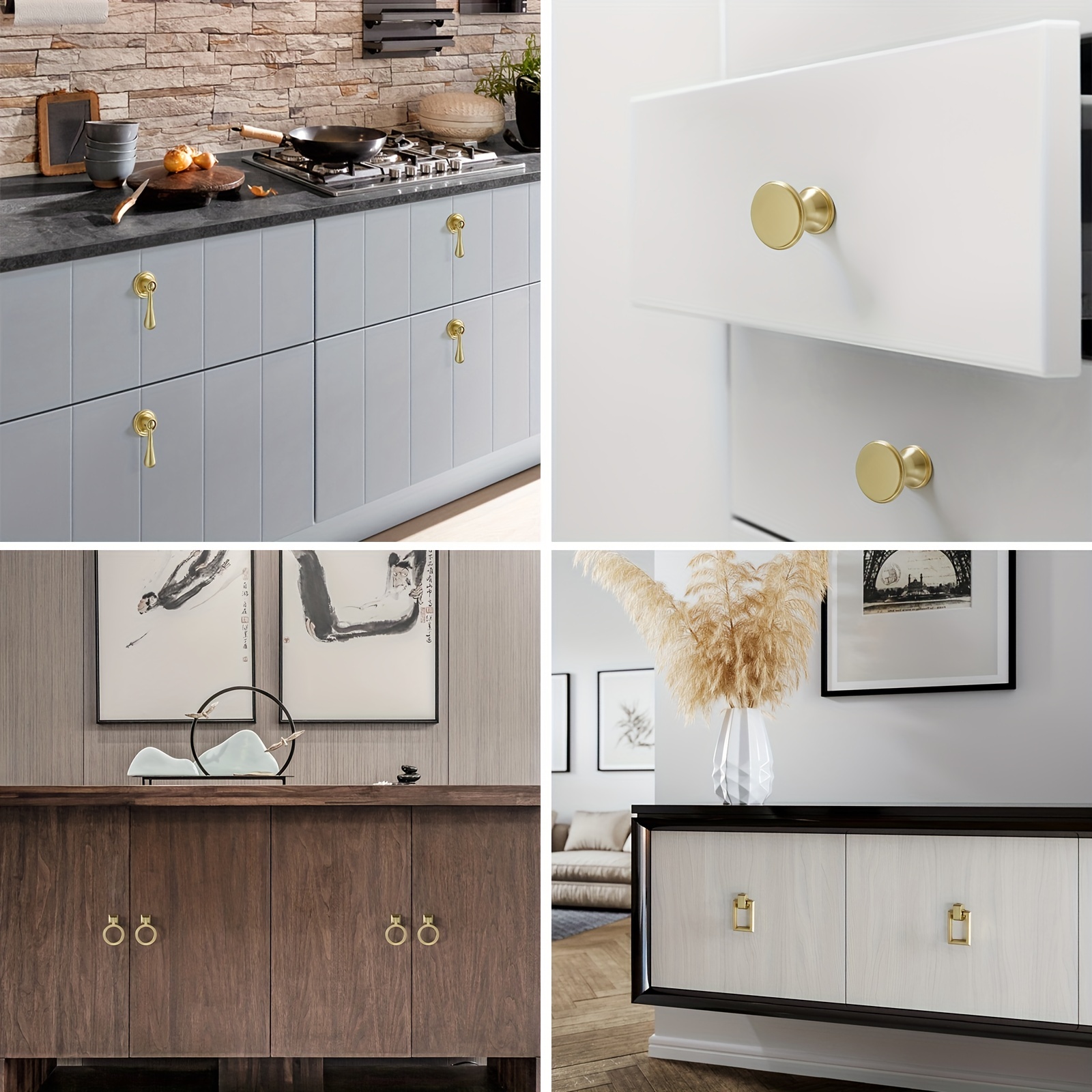 Zinc Alloy Black Rose Gold Cabinet Handles Drawer Knobs Kitchen Cupboard  Door Pulls Fashion Furniture Hardware Door Handle