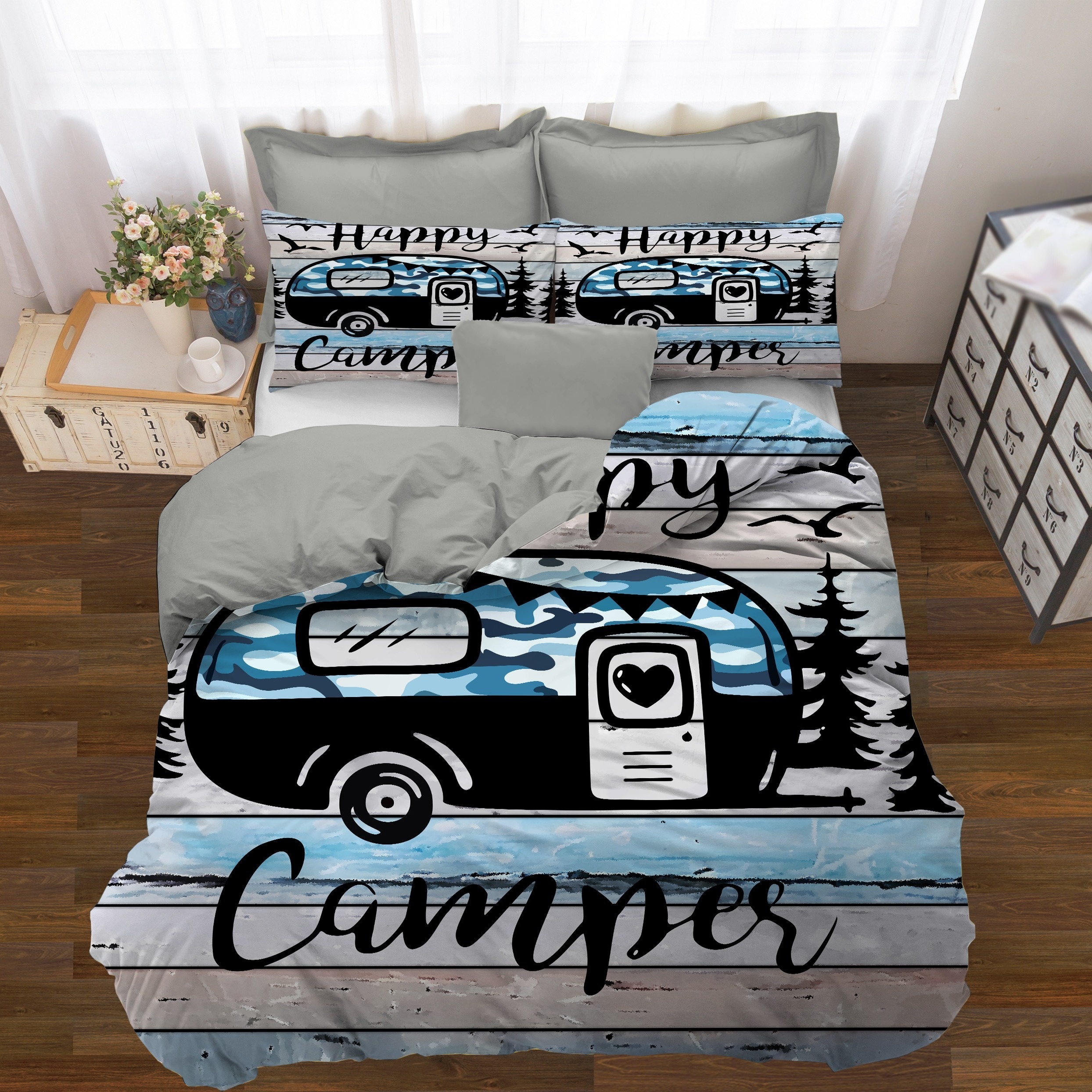 Image of 2/3pcs Theme Duvet Cover Set (1*duvet Cover + 1/2* Pillowcase, Without Core), Suitable Camping Bedding, Black Sketching Camo Drawing Retro Old Door Bedding