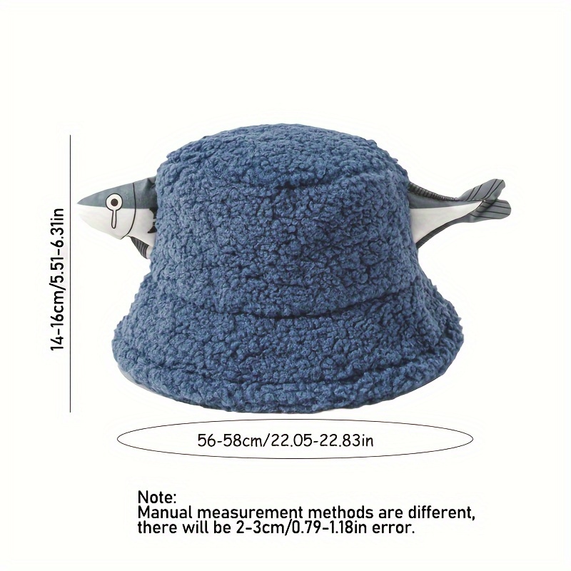 Cartoon Fish Decor Plush Bucket Hat Funny Hat Unisex Faux - Temu Canada