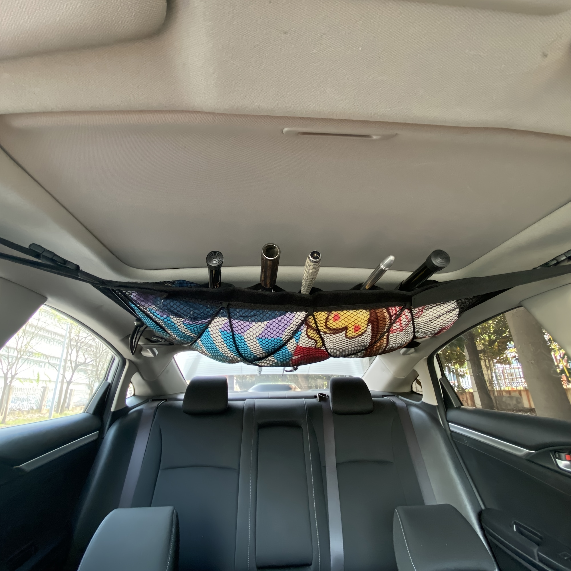 Fabater Vehicle Fishing Pole Holder, Car Roof Luggage Net Bag Auto Interior  Storage Net Large Capacity for Place Fishing Rod