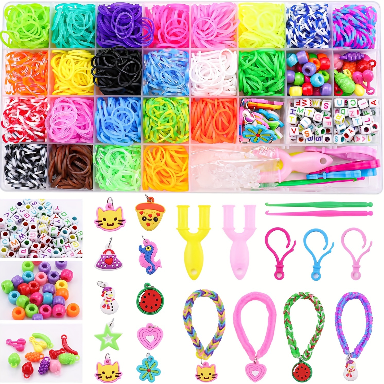 600pcs Rubber Loom Bands Diy Toys for Kids Lacing Bracelets Girls