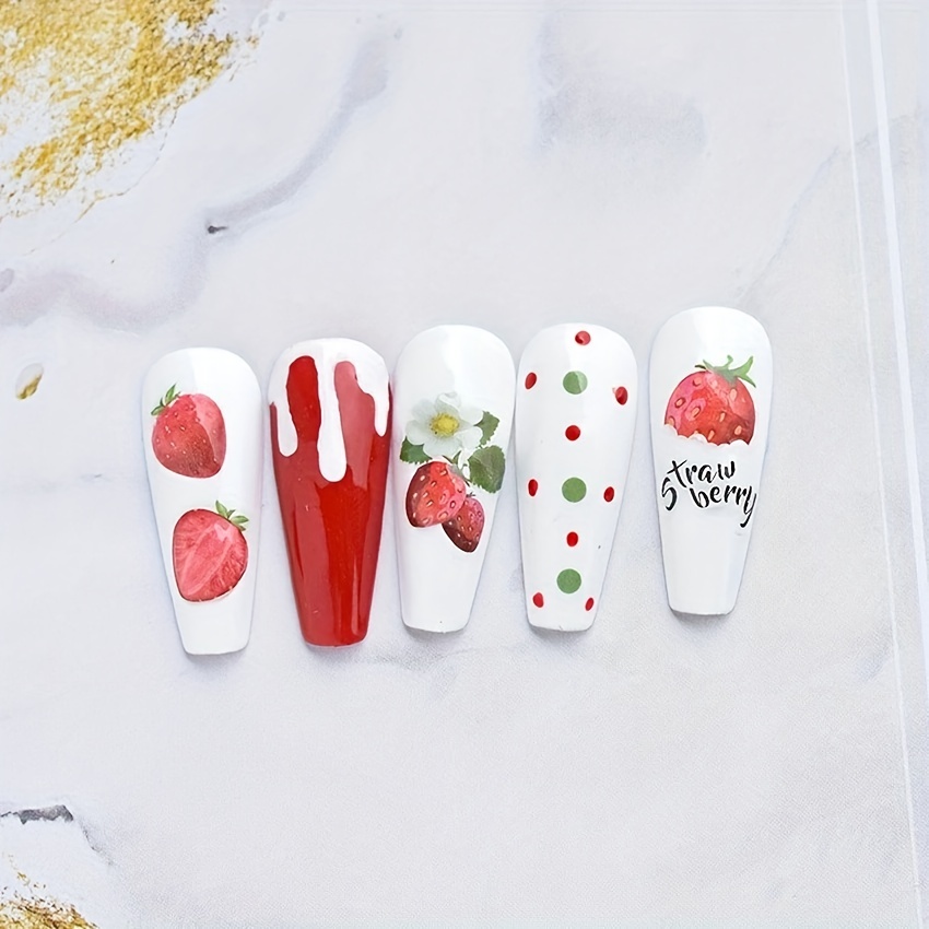 fruit nail art stickers summer cherry 3d self adhesive nail decals manicure decoration for women and girls details 6