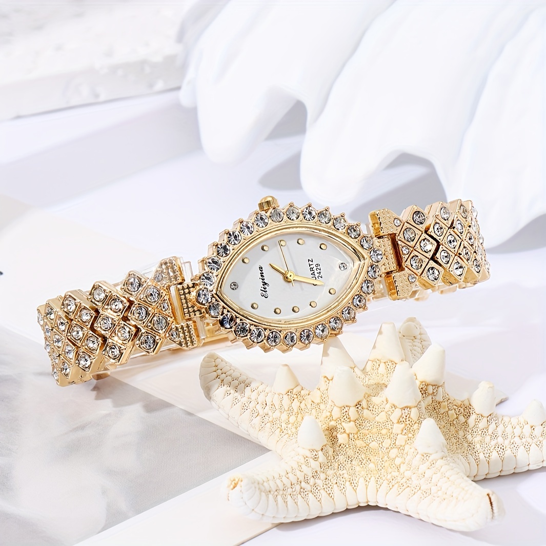 ファッションオーバルダイヤルインレイドラインストーン腕時計＆ブレスレットセット 男性と女性へのギフト ジュエリー・アクセ - Temu Japan