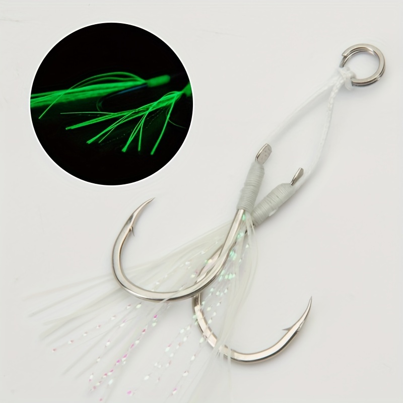 Single/double Fishing Assist Hooks Kit Glow in the dark Jig - Temu